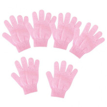 6 Pieces Exfoliating Body Scrub Shower Gloves Bath Massage SPA Mitts Pink