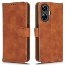 (Brown) Phone Leather Case compatible Realme C55 , Stand Wallet Anti-scratch Phone Cover