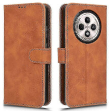 (Brown) For Oppo Reno12 F 5g Case Skin-feel Leather Wallet Folio Flip Anti-drop Phone Cover