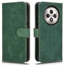(Green) For Oppo Reno12 F 5g Case Skin-feel Leather Wallet Folio Flip Anti-drop Phone Cover