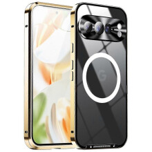 (Gold) For Google Pixel 9 Pro Case Compatible With Magsafe Metal Frame Matte Phone Cover-silver