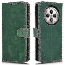 (Green) For Oppo Reno12 F 5g Case Skin-feel Leather Wallet Folio Flip Anti-drop Phone Cover