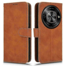(Brown) For Zte Blade A75 5g Leather Case Skin-feel Anti-drop Wallet Flip Phone Cover - Green