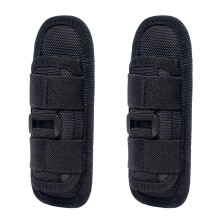 Tactical Flashlight Pouch Holster with 360 Degree Rotatable Belt Clip, Adjustable Carabiner Reel Clip for Tactical Torches