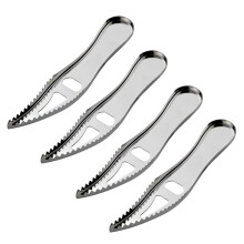 Fish Scale Remover Tool Set 4pcs Stainless Steel Fish Skin Cleaner Kitchen Seafood Preparation Accessories