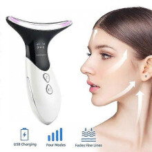 Neck Beauty Device Reduce Double Chin Therapy Facial Lifting Vibration Neck Massager Heating Rejuvenation Ions Massager LED Photon Tighten Skin Anti W