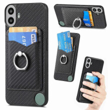 (Black) For Nothing Cmf Phone 1 Case Card Slots Ring Holder Kickstand Phone Cover-blue