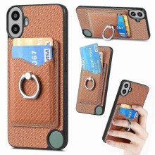 (Brown) For Nothing Cmf Phone 1 Case Card Slots Ring Holder Kickstand Phone Cover-blue