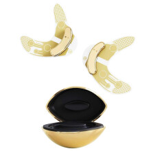 (Gold) Mini Eye Beauty Device EMS Microcurrent Eye Massager Anti-Ageing Red Plastic Dark Circle and Wrinkle Removal Heating Therapy