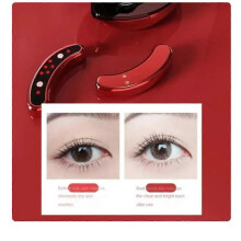(Red) Mini Eye Beauty Device EMS Microcurrent Eye Massager Anti-Ageing Red Plastic Dark Circle and Wrinkle Removal Heating Therapy
