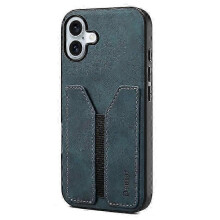(Blue) Denior Compatible For Iphone 16 Case Elastic Card Holder Pu Leather+tpu+pc Phone Cover