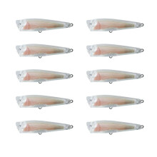 Pack of 10 Unpainted DIY Lure Bodies Crankbait Popper 6.5cm 5.7g Bass Fishing Wobbler DT94 for Customization
