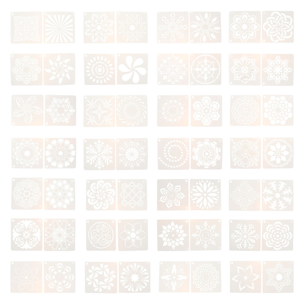 56 Stks Mandala Sjabloon Plastic Verf Het Bord Wit Kind-image