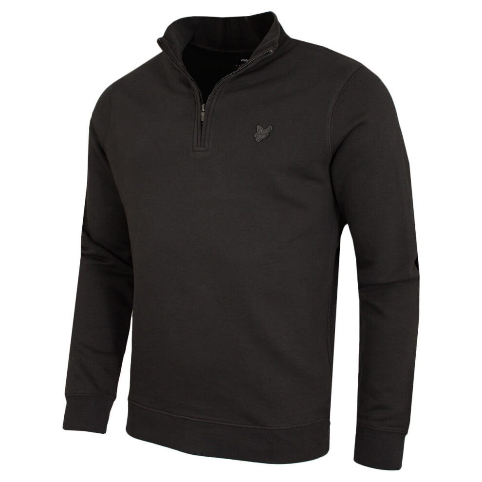 Lyle & Scott Men's (M, Gunmetal) 2025 Superfine Quarter Zip Cotton Loopback Golf Sweater