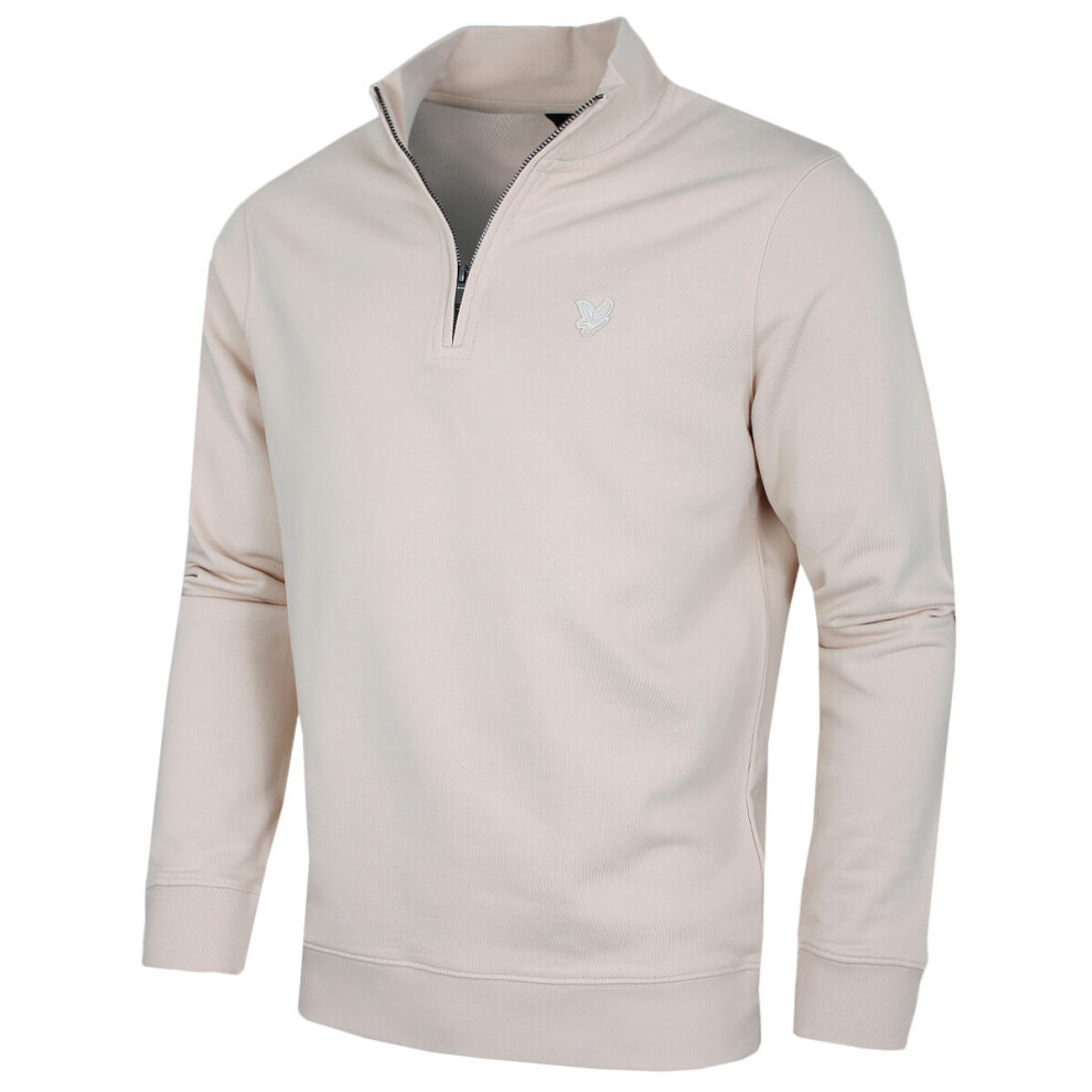 Lyle & Scott Men's Pink (Xl, Tint) 2025 Superfine Quarter Zip Cotton Loopback Golf Sweater