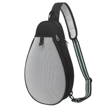 Tennis Racket Bag Quilted Cover for 2 Rackets, Black/White, Durable Tennis and Badminton Carry Bag for Men and Women