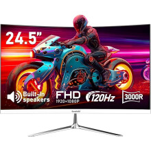 Gawfolk 24 Inch Curved Gaming Monitor, Built-in Speakers, 120Hz, 1920x1080P Full HD, 98% sRGB, 3000R Curvature, HDMI & VGA Ports, White PC Monitor