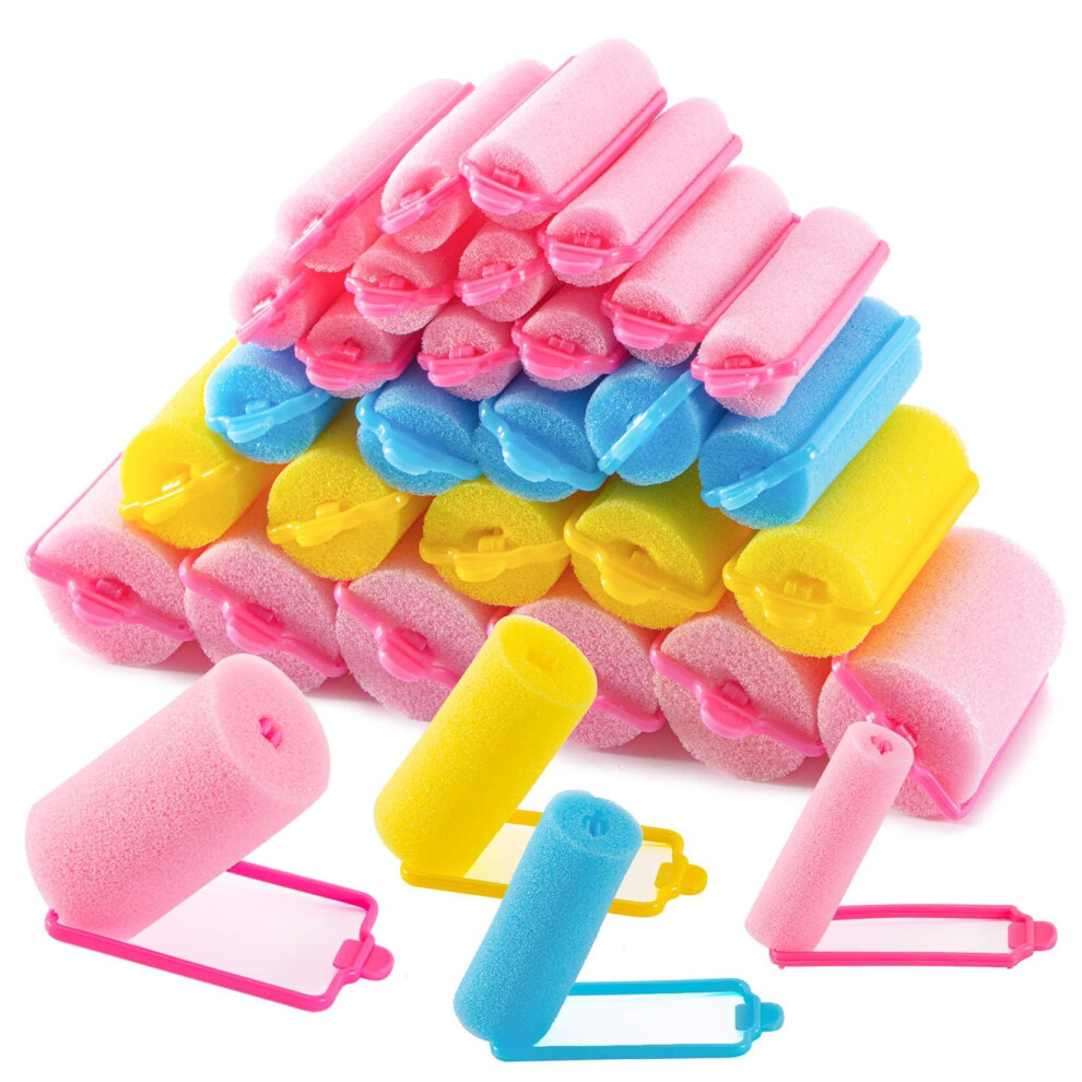 36PCS Foam Hair Rollers - Jumbo Soft Sponge Rollers for Heatless Overnight Curls for Short and Long Hair
