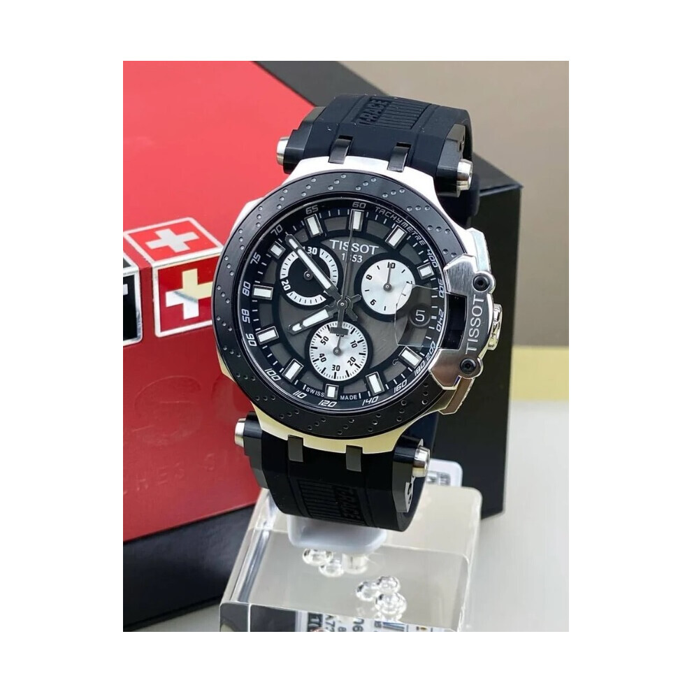 TISSOT T115.417.27.061.00 MENS WATCH BLACK SILICONE STRAP GREY DIAL