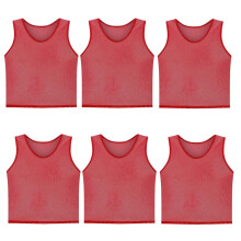 Scrimmage Training Vest for Kids Youth Adult Soccer Practice Jersey Athletic Pinnies Small Red 6 Pack