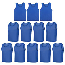 12 Pack Scrimmage Vests for Team Training - Durable Sports Pinnies in Assorted Colors with Carry Bag for Soccer Practice
