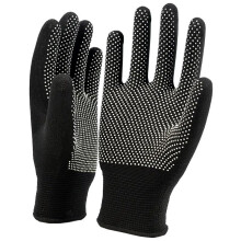 Sports PVC-Dotted Cotton Gloves for Enhanced Grip, Black - Ideal for Cricket, Biking, Outdoor Work, Size Large