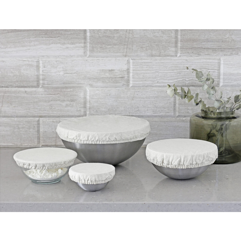 Reusable Cloth Bowl Covers 8 Pack - 100% Cotton Fabric, Elastic Design for Fruits, Vegetables, Salads, and Leftovers Off White-image-OPC-PJXGSFR-NEW