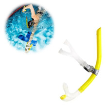 Swim Snorkel for Lap Swimming with Silicone Mouthpiece, One-Way Purge Valve, Center-Mount Design for Adults and Youth