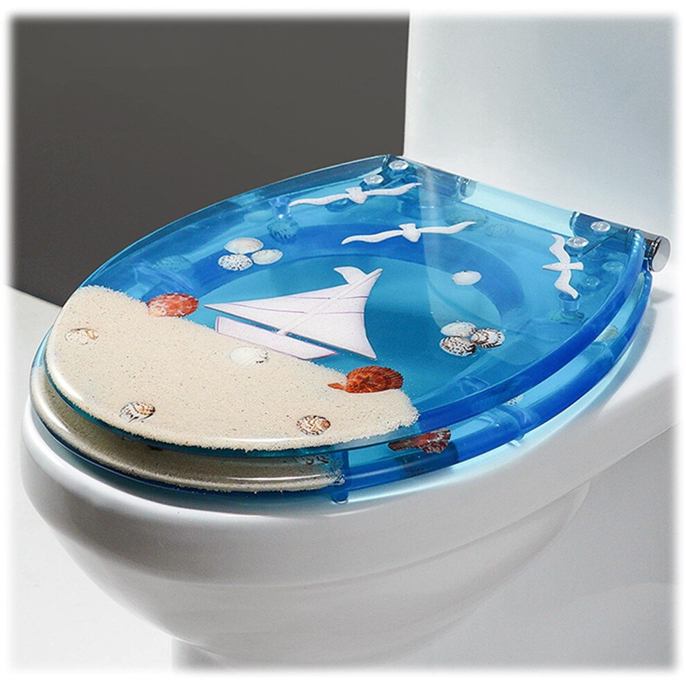 Toilet Seat With Quick Release, Oval Shape, Soft Close Mechanism, Adjustable Hinges, Multi-Colored Resin Material 6482260909790