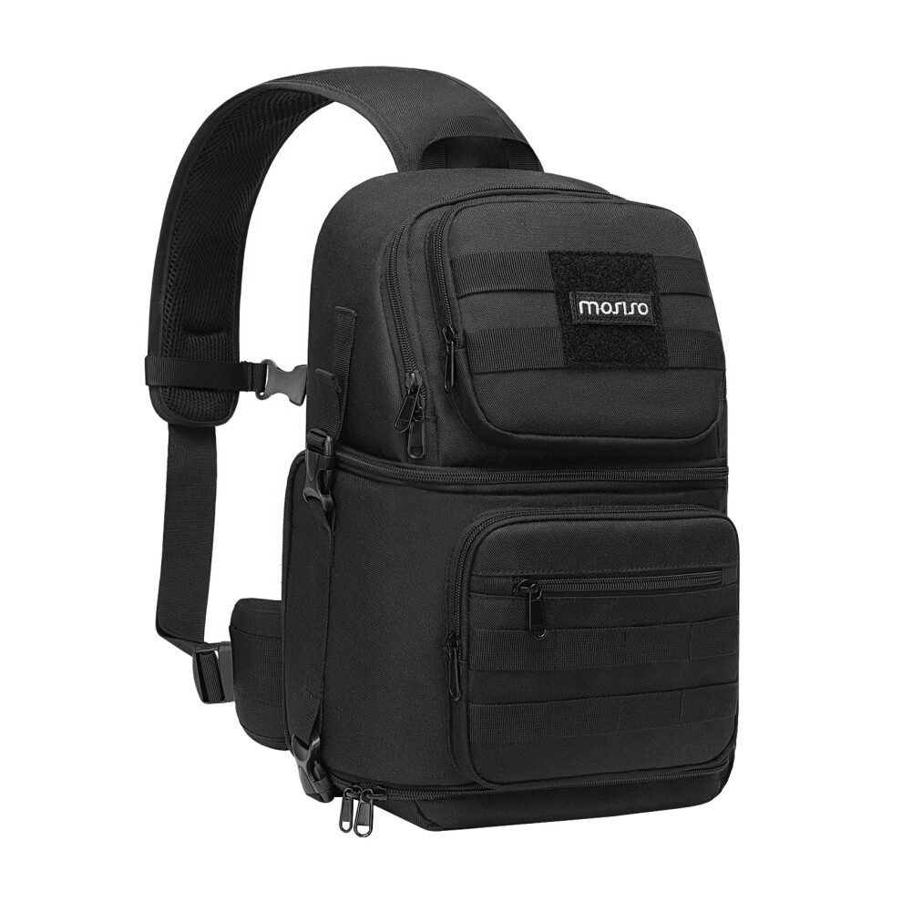 Camera Sling Bag For Dslr Slr Mirrorless - Tactical Photography Crossbody Case With Tripod Holder & Modular Inserts For Canon Nikon Sony Fuji Black 6947110407685