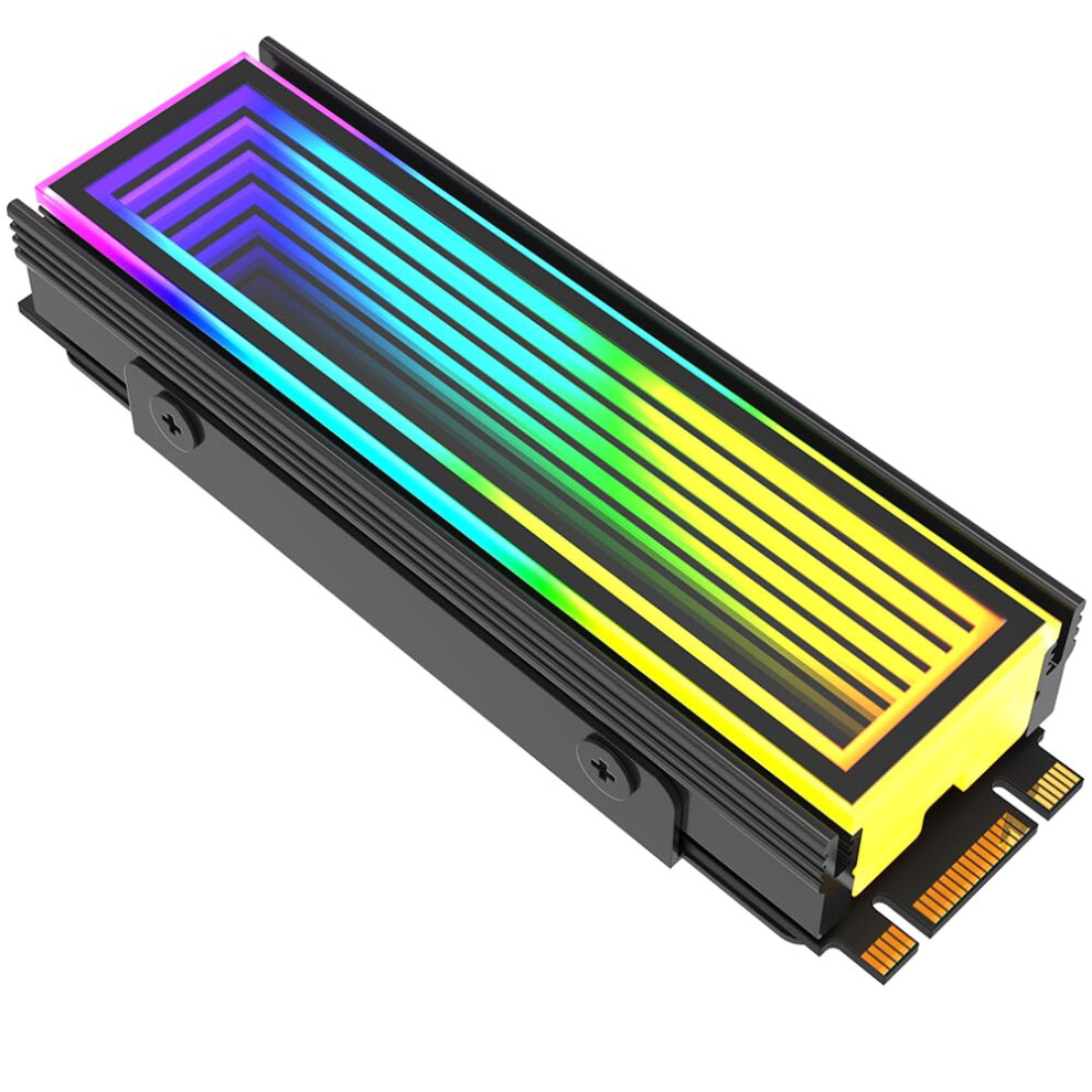 Argb M.2 Heatsink For 2280 Nvme Ssd, Aluminum Heat Sink With Thermal Pads, 5V 3Pin Addressable Rgb Sync 6947110407739
