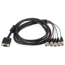 VGA to BNC Cable 3 Meter RGBHV Large Screen Video Cable for HDTV Monitors, 5 BNC Connectors, High-Quality Signal