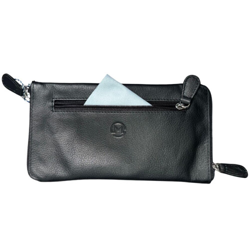 (Black) Leather Double Zipped Glasses Case