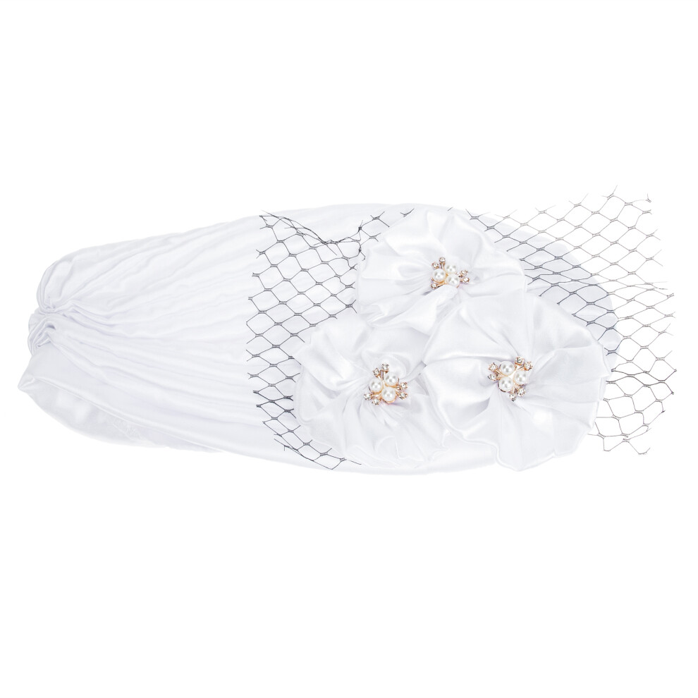 Etnische Hoed Natuurlijke Witte Satijnen Vrouw-image