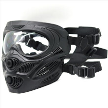 Halloween Airsoft Mask Tactical Full Face Mask with Windproof Protective Glasses for Paintball Games Black 19.5x10x17.5 cm
