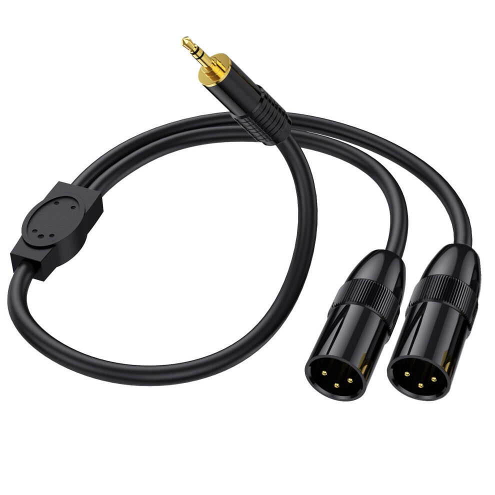 3.5Mm Trs Male To 2 Xlr Male Y Splitter Cable For Microphone Mixer Amplifier Sound Card 0.5M Unbalanced Audio Adapter 6947110410272