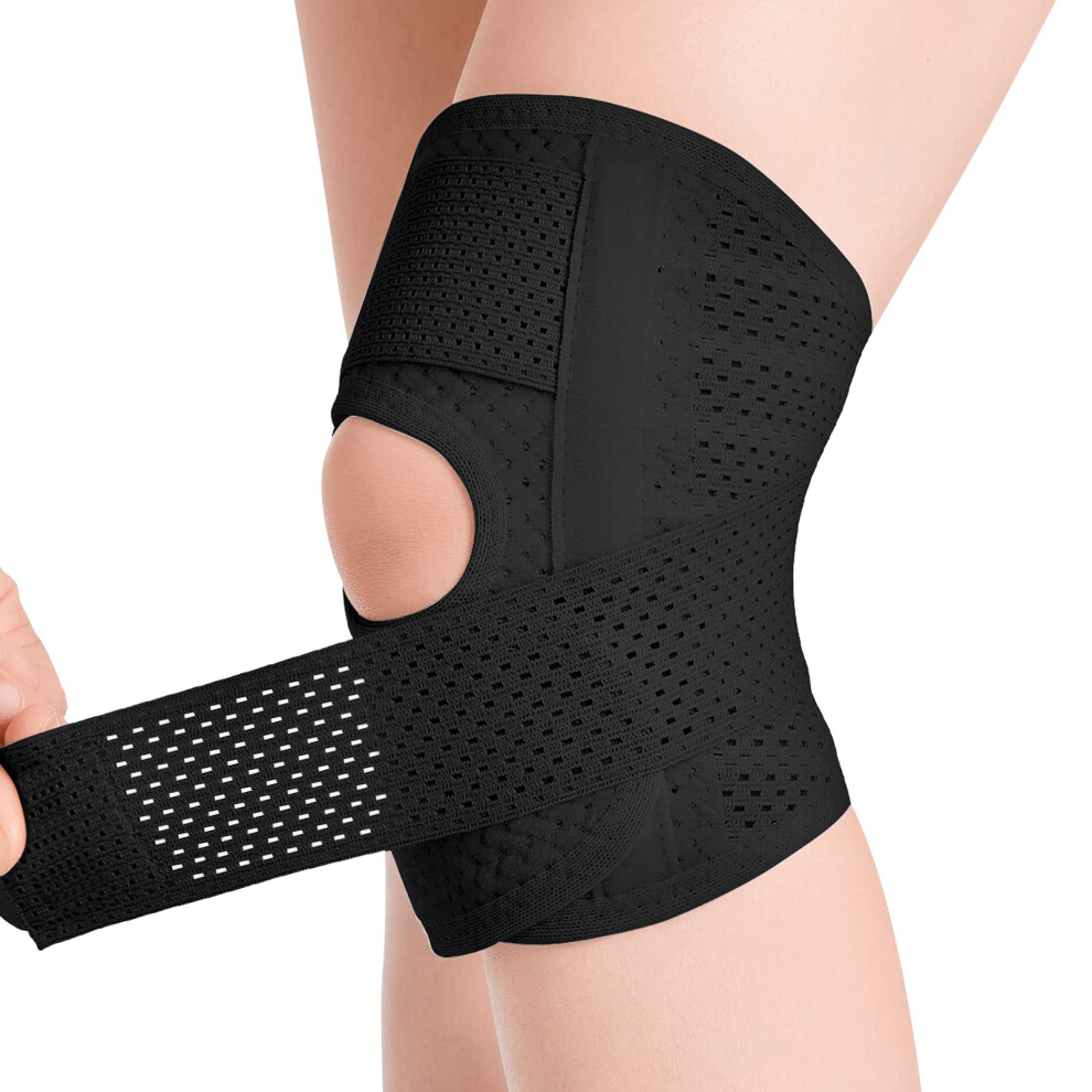 Knee Brace with Side Stabilizers for Meniscus Tear ACL MCL Pain Relief Adjustable Breathable Support for Sports Injuries