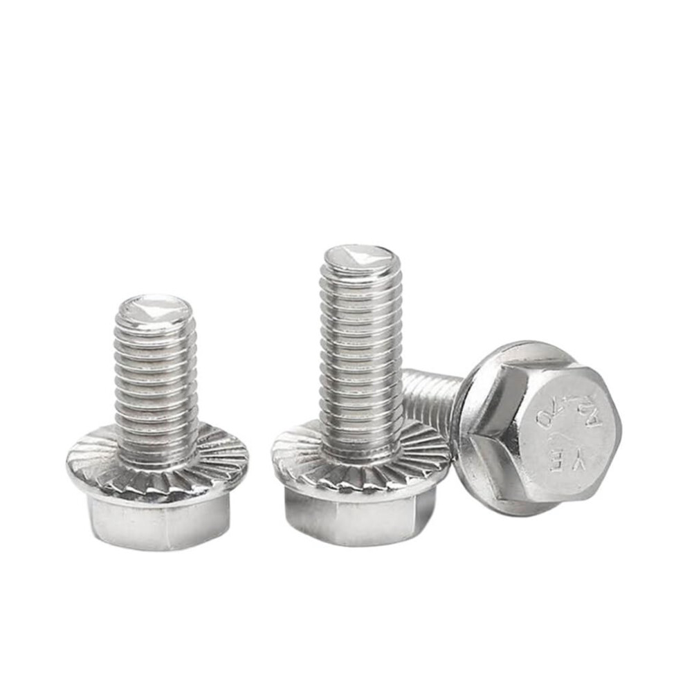 304 Stainless Steel Hex Head Cap Screw With Serrated Flange, M5 M6 M8 M10 M12, 10Pcs, 35Mm, Hex Washer Head Bolt 6038364529954