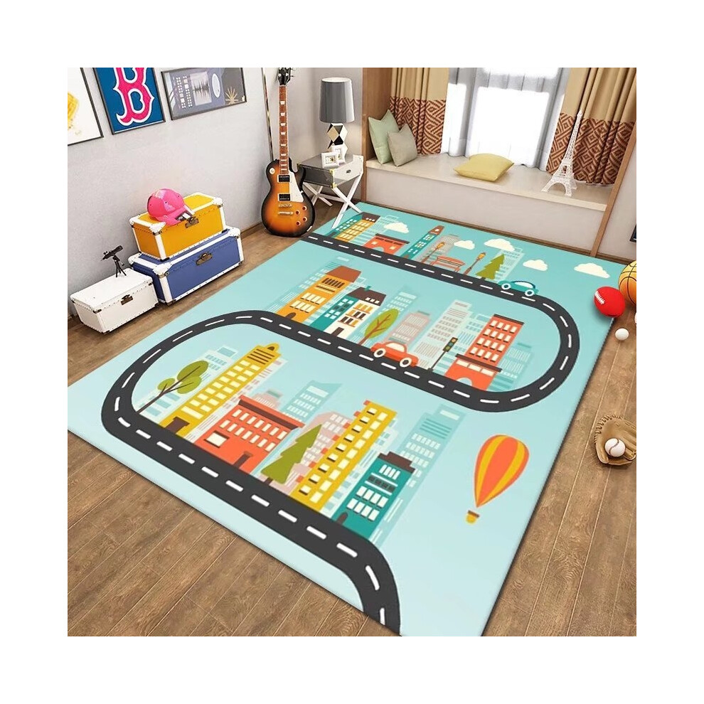 (Early Education - 05, 80*120cm?Crystal velvet?) Cartoon children's crawling mat, anti-slip and fun early education game floor mat sofa, home full lay