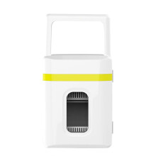 10L Mini Fridge Drinks Cooler and Warmer with Window, Portable Cosmetic Makeup Fridge for Cars, Homes, Offices, Yellow