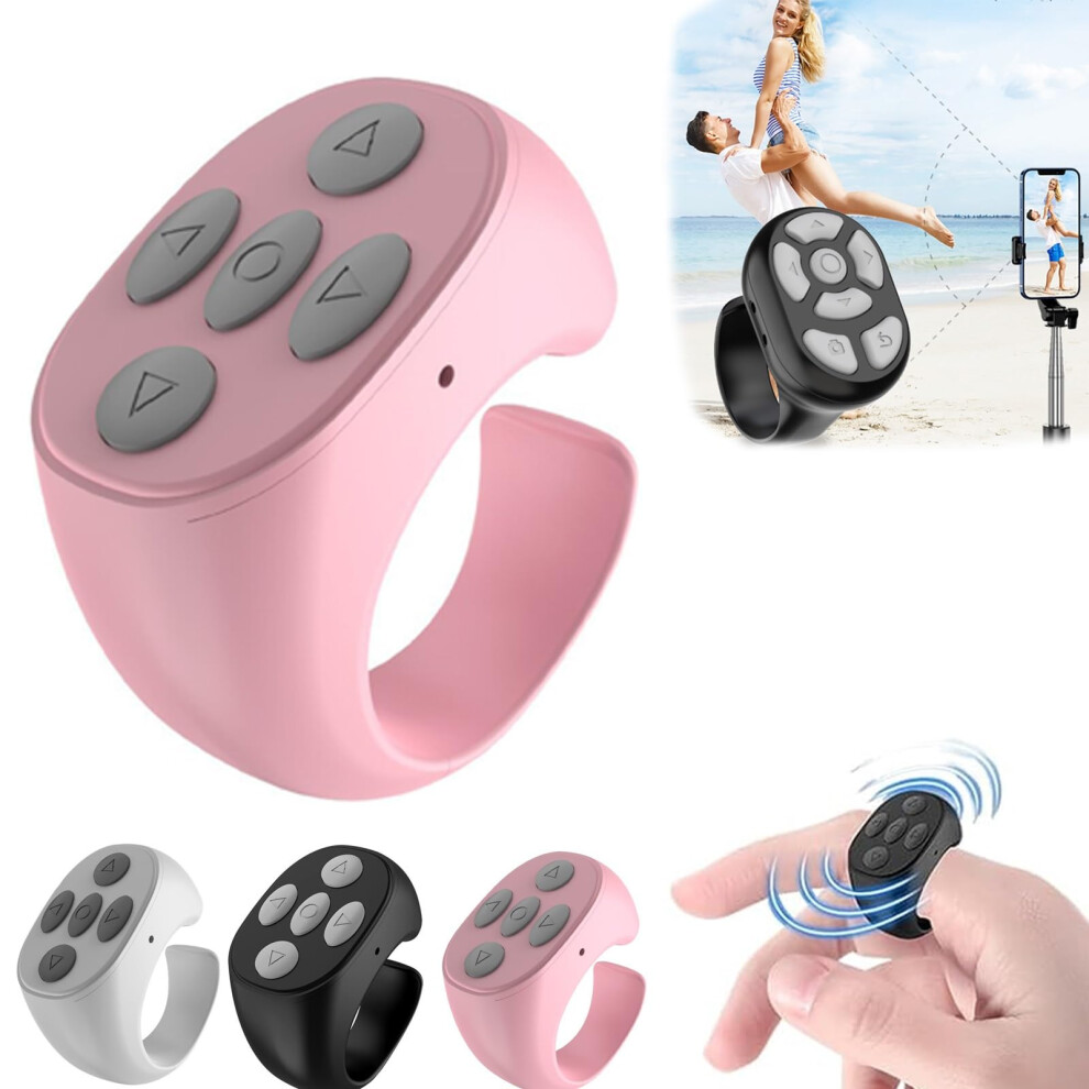 Fingertip Wireless Bluetooth Remote Control Ring, Fingerless Clicker With Charging Cable For Media Scrolling And App Navigation Pink 6038364530370