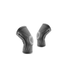 Knee Support Sleeve for Sports 2-Pack Spring Compression Grey Breathable Silicone Knitted Fabric for Running Cycling Yoga Basketball