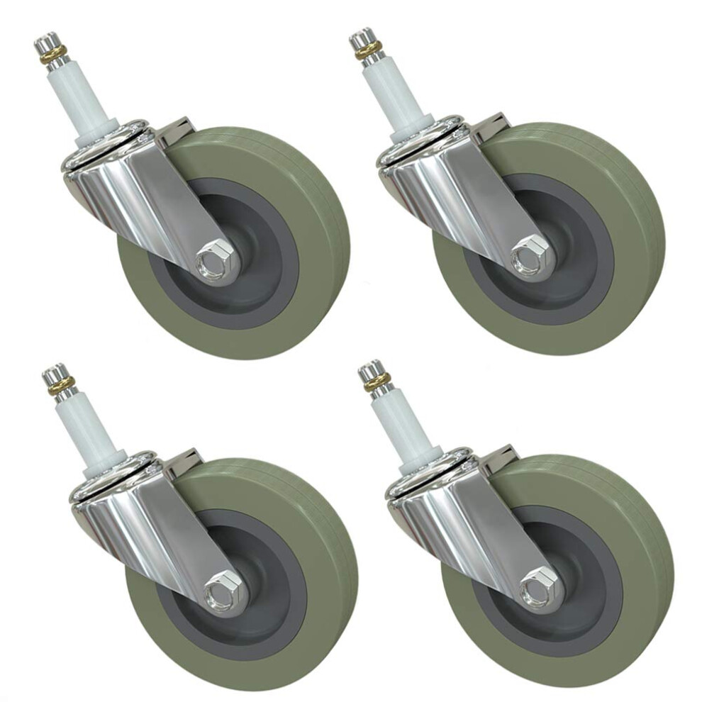 Heavy Duty Braked Universal Swivel Casters 3 Inch M11 Stem Green Grey 240Kg Capacity 4 Pack Lenkrollen M15 6447073903526