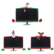 Christmas Computer Monitor Cover - Elastic Reindeer Display Frame for Home Office Decor, Fits Most Sizes and Styles, Snowman Design