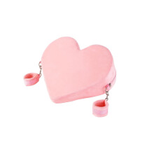 Sex Pillow with Handcuffs, Heart Shaped Position Cushion for Couples, Pink BDSM Furniture, Adult Game Accessories