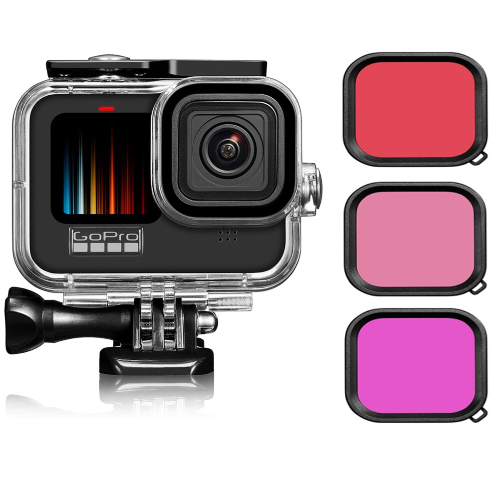 Waterproof Housing Case With Dive Filters, 60M Underwater Protection And Bracket Accessories For Gopro Hero 12 11 10 9 Black 6482260913223
