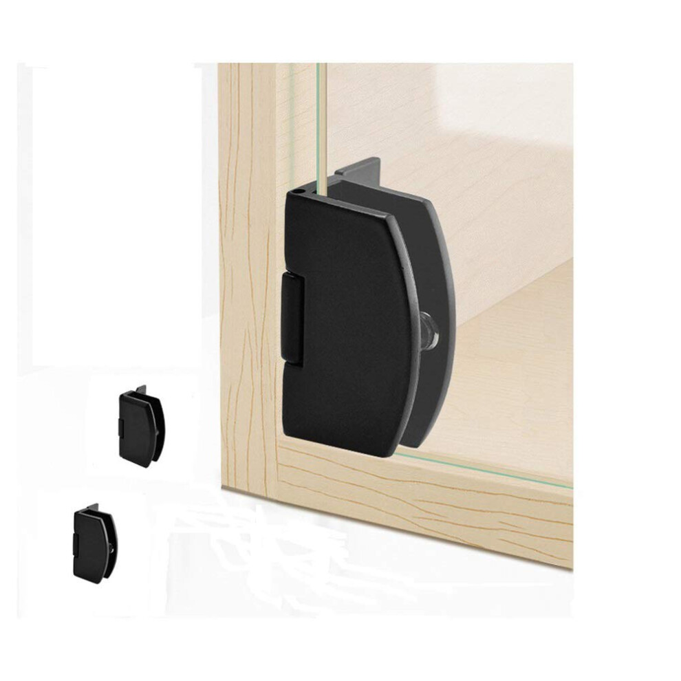 Cabinet Glass Door Hinge 90 Degree Clip For Frameless Bathroom Display Cabinets - Black, 2 Pieces, Durable Design 6038364531421