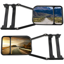 Black Car Towing Mirror Clip-On Side Extension 360 Degree Adjustable Dual View Tow Mirrors for Truck Caravan (2 Pcs)