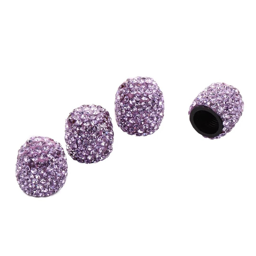 Diamond Car Tire Valve Caps - 4Pcs Bling Crystal Dust-Proof Covers For Vehicle Styling Accessories Purple 6482260914633