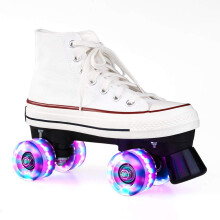 Roller Skates for Women and Kids, White Glow Wheels, Size 37, Two Wheel Styles for Gift Options